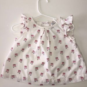 Cream Baby Gap blouse with rain boot print